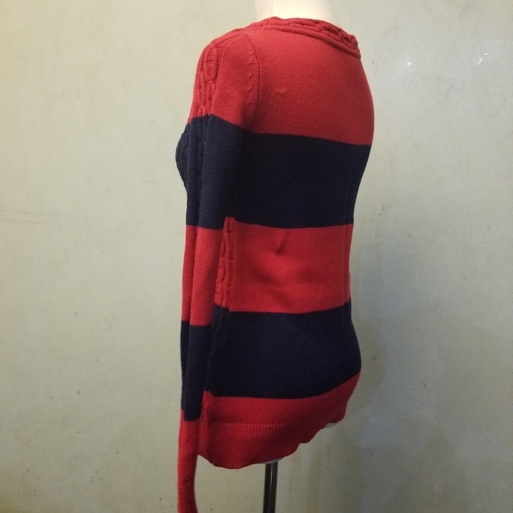 Nautica cable knit cable detail striped sweater women's size XS (Q4) - Picture 4 of 5